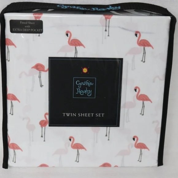 Cynthia Rowley Other - Cynthia Rowley 3-Piece Tropical Flamingo Twin Sheet Set